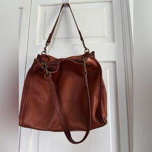 American Leather Luxurious Brown Shoulder Bag with Spacious Design